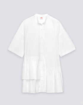 ABITO DONNA CORTO ASIMMETRICO IN POPELINE DI COTONE