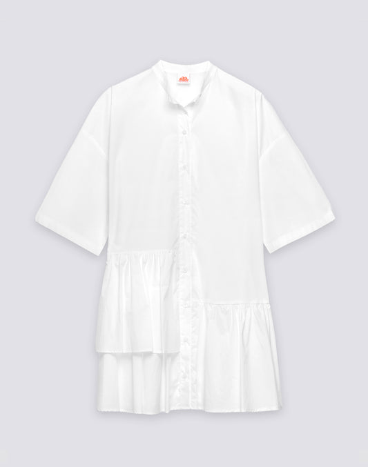 VESTIDO CORTO ASIMÉTRICO DE POPELÍN DE ALGODÓN PARA MUJER