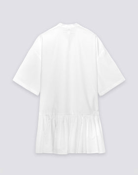 ABITO DONNA CORTO ASIMMETRICO IN POPELINE DI COTONE