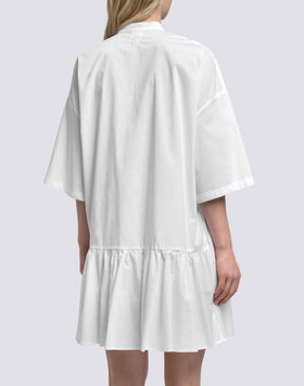 ROBE COURTE ASYMÉTRIQUE POUR FEMME EN POPELINE DE COTON