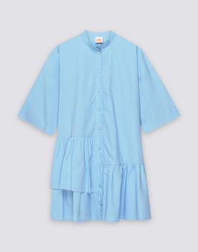 ROBE COURTE ASYMÉTRIQUE POUR FEMME EN POPELINE DE COTON