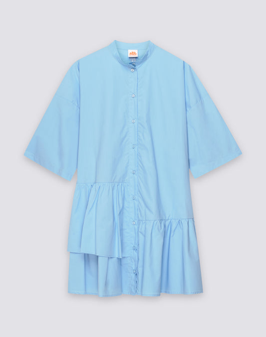 ROBE COURTE ASYMÉTRIQUE POUR FEMME EN POPELINE DE COTON