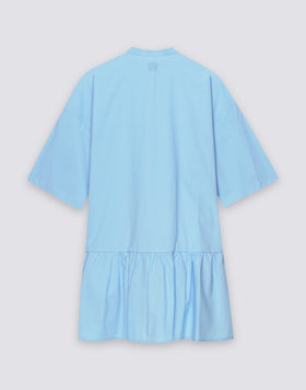 ROBE COURTE ASYMÉTRIQUE POUR FEMME EN POPELINE DE COTON