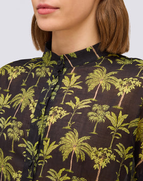 ABITO DONNA CORTO IN VOILE DI COTONE STAMPA BOTANIC