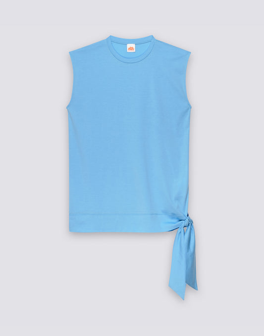 MINI-ROBE FEMME EN JERSEY DE COTON AVEC NOEUD LATÉRAL