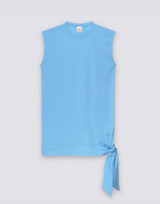 MINI-ROBE FEMME EN JERSEY DE COTON AVEC NOEUD LATÉRAL