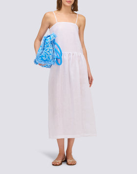 ABITO LUNGO DONNA IN LINO CON SPACCHETTI LATERALI