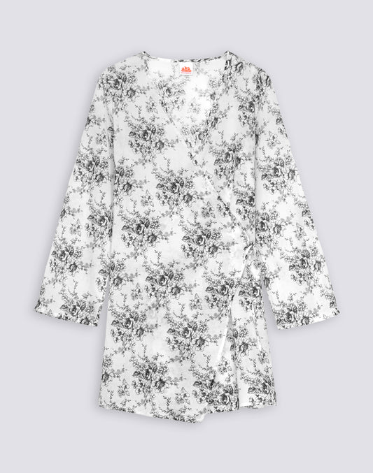 ROBE FEMME WRAPOVER IMPRIMÉ ROSE DE JOIE