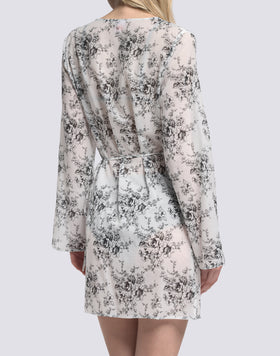 ROBE FEMME WRAPOVER IMPRIMÉ ROSE DE JOIE