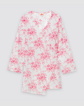 ROBE FEMME WRAPOVER IMPRIMÉ ROSE DE JOIE