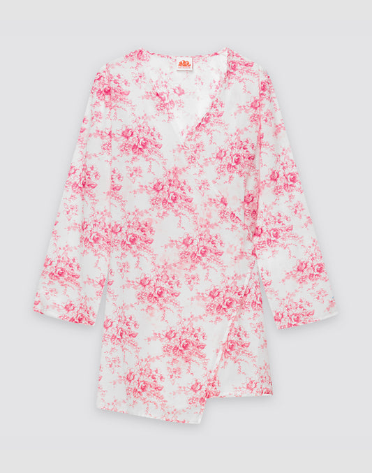 ROBE FEMME WRAPOVER IMPRIMÉ ROSE DE JOIE