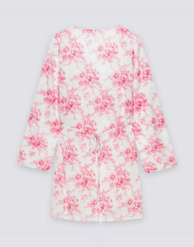 ROBE FEMME WRAPOVER IMPRIMÉ ROSE DE JOIE