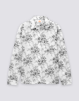 CHEMISE FEMME À MANCHES LONGUES EN VOILE DE COTON IMPRIMÉ ROSE DE JOIE