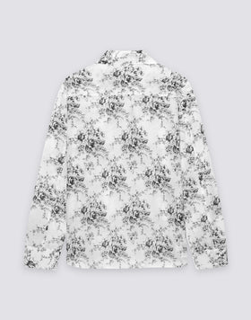 CHEMISE FEMME À MANCHES LONGUES EN VOILE DE COTON IMPRIMÉ ROSE DE JOIE