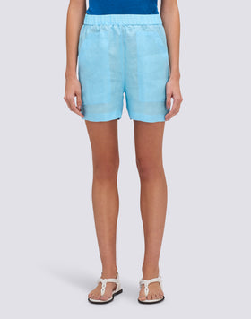 WOMEN'S LINEN SHORTS WITH FATIGUE POCKETS