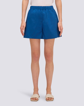 WOMEN'S ELASTICATED WAIST SHORTS IN COTTON POPLIN