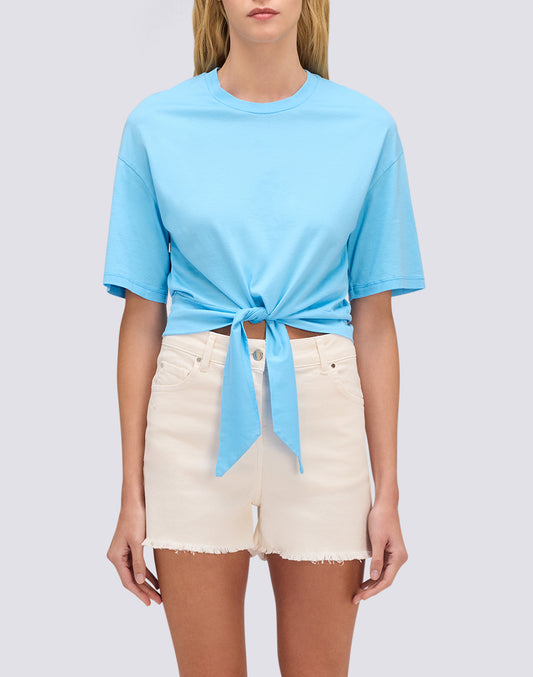 T-SHIRT FEMME COURT BOXY FIT AVEC NOEUD