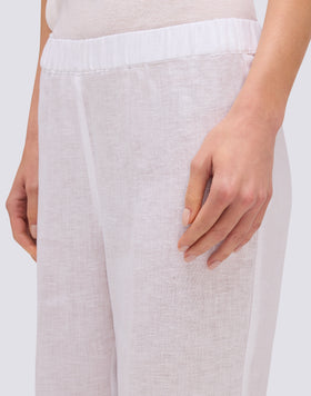 PANTALONI LUNGHI DONNA IN LINO CON VITA ELASTICATA