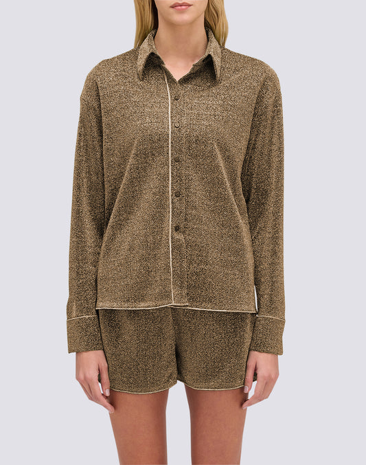 CHEMISE À MANCHES LONGUES POUR FEMME EN LUREX