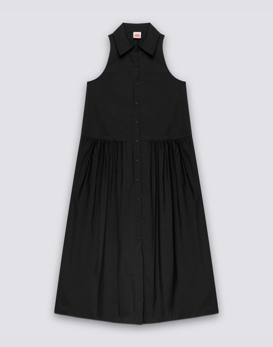 ROBE LONGUE POUR FEMME DE STYLE CHEMISIER EN POPELINE DE COTON SANS MANCHES