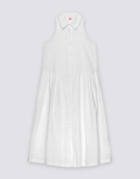 ROBE LONGUE POUR FEMME DE STYLE CHEMISIER EN POPELINE DE COTON SANS MANCHES