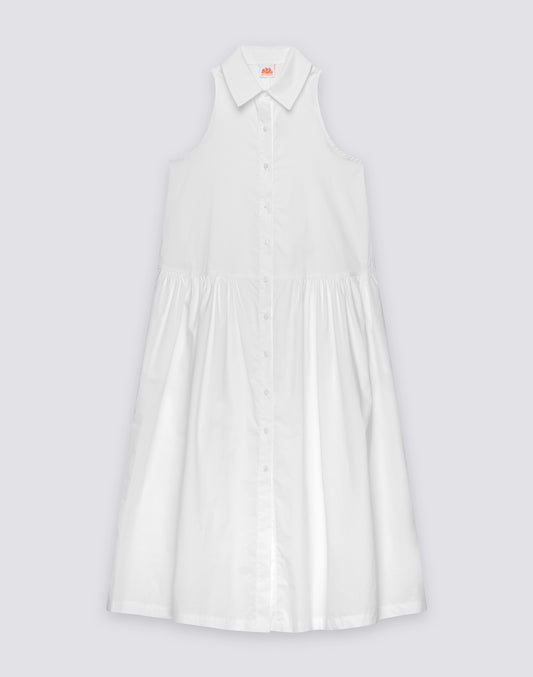ROBE LONGUE POUR FEMME DE STYLE CHEMISIER EN POPELINE DE COTON SANS MANCHES