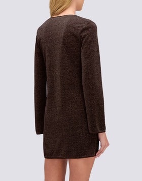 ROBE COURTE POUR FEMME EN LUREX AVEC ENCOLURE PROFONDE
