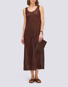 ROBE LONGUE POUR FEMME EN LUREX AVEC FENTES LATÉRALES