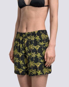 SHORT FEMME À TAILLE ÉLASTIQUE MOTIF BOTANIC