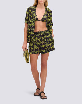 SHORT FEMME À TAILLE ÉLASTIQUE MOTIF BOTANIC