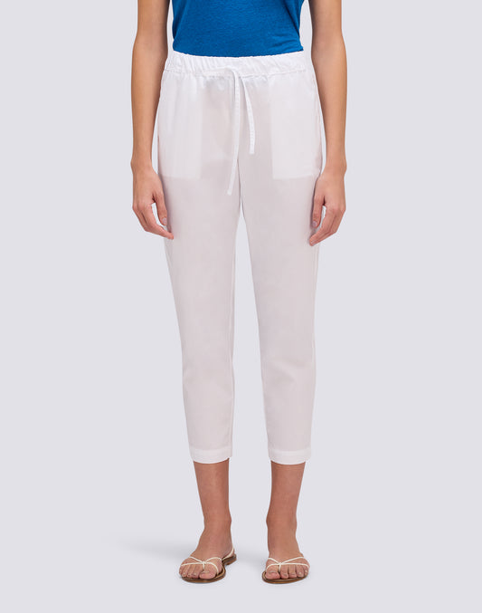 PANTALON LONG FEMME CIGARETTE EN POPELINE DE COTON