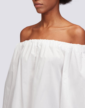 VESTIDO CORTO DE POPELINE CON ESCOTE BARCA