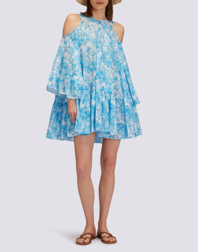 SHORT DRESS WITH BARE SHOULDERS FLEUR DE JOIE PRINT