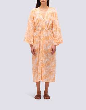 VESTIDO KIMONO LARGO ESTAMPADO FLEUR DE JOIE
