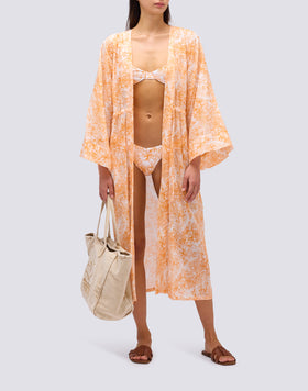 VESTIDO KIMONO LARGO ESTAMPADO FLEUR DE JOIE