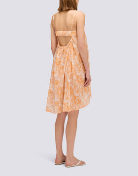 VESTIDO CORTO DE GASA DE ALGODÓN CON ESTAMPADO FLEUR DE JOIE