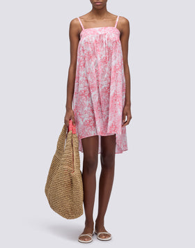 ABITO CORTO IN COTONE VOILE STAMPA FLEUR DE JOIE