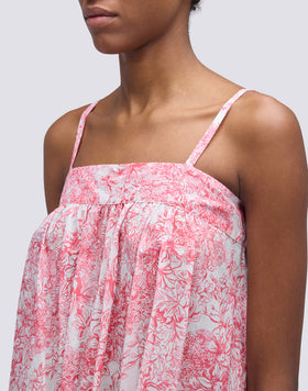 ABITO CORTO IN COTONE VOILE STAMPA FLEUR DE JOIE