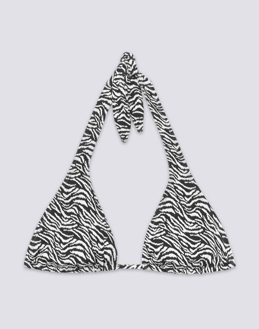 HILA - HAUT DE MAILLOT DE BAIN  TRIANGLE AMÉRICAIN MOTIF ZÉBRÉ