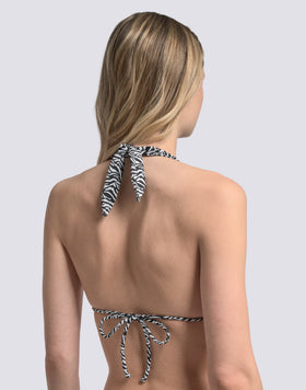 HILA - HAUT DE MAILLOT DE BAIN  TRIANGLE AMÉRICAIN MOTIF ZÉBRÉ