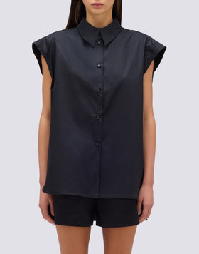 SLEEVELESS POPLIN SHIRT