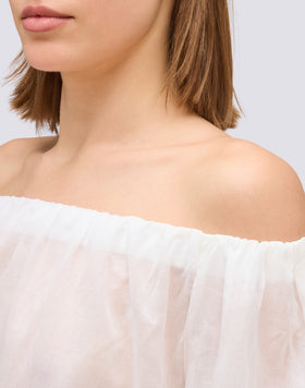 COTTON VOILE BLOUSE WITH BOAT NECKLINE