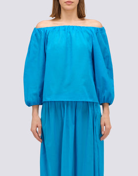 BLUSA DE GASA DE ALGODÓN CON ESCOTE BARCO