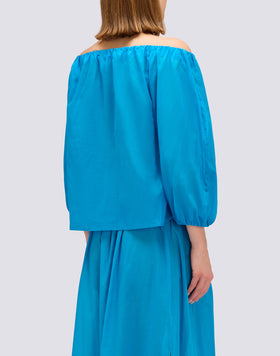 BLUSA DE GASA DE ALGODÓN CON ESCOTE BARCO
