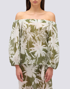 BLOUSE EN VOILE DE COTON AVEC IMPRIMÉ TROPIC SAVANA