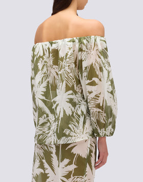 BLOUSE EN VOILE DE COTON AVEC IMPRIMÉ TROPIC SAVANA