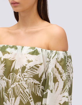 BLOUSE EN VOILE DE COTON AVEC IMPRIMÉ TROPIC SAVANA