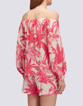 COTTON VOILE BLOUSE WITH TROPIC SAVANNAH PRINT