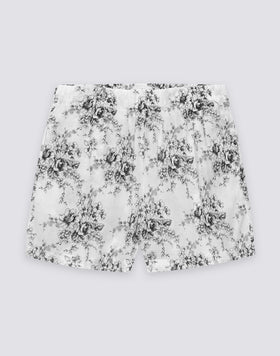 SHORT FEMME À TAILLE ÉLASTIQUE MOTIF ROSE DE JOIE