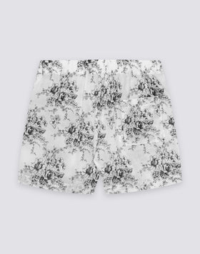 SHORT FEMME À TAILLE ÉLASTIQUE MOTIF ROSE DE JOIE